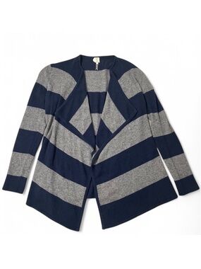 Qi Cashmere Striped Cardigan, Size M